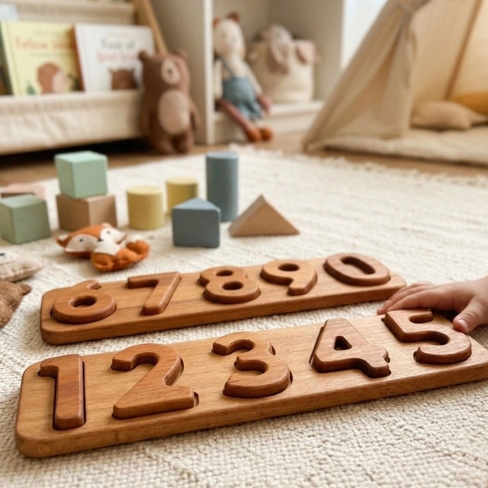 Ahşap sayı bulmaca kayın ağacı güvenli EN71 çocuk oyuncağı - Kiddology
