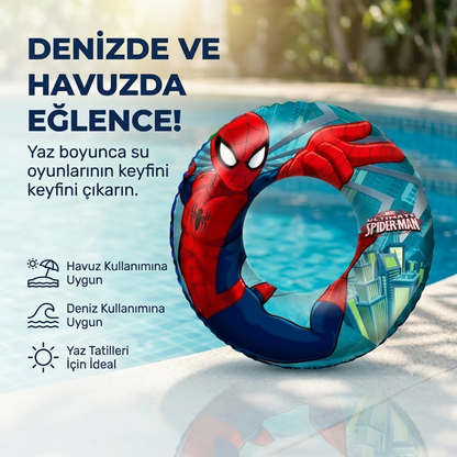 Yaz tatilleri için ideal denizde ve havuzda kullanıma uygun Spider-Man çocuk simidi Kiddology