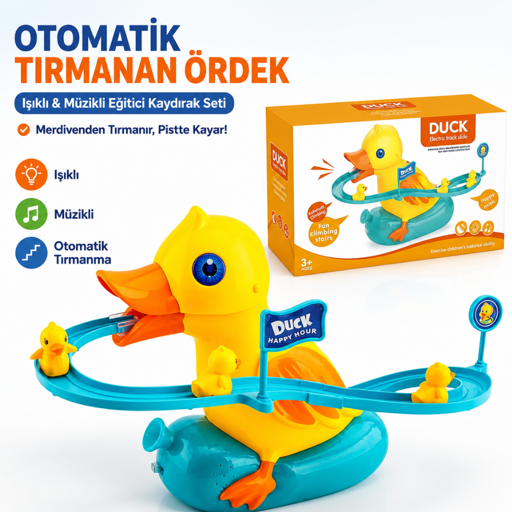 Dön dolaş ördek oyunu ışıklı müzikli otomatik tırmanma seti - Kiddology