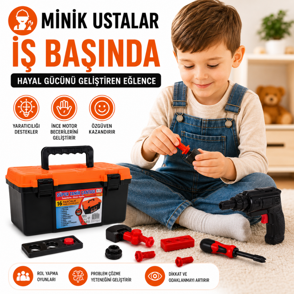 oyuncak tamir seti rol yapma oyuncagi kiddology