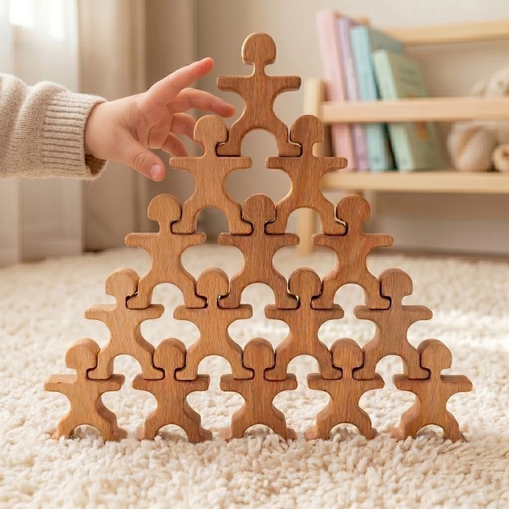 Montessori ahşap akrobat oyuncak 15 parça çocuk oyuncağı - Kiddology