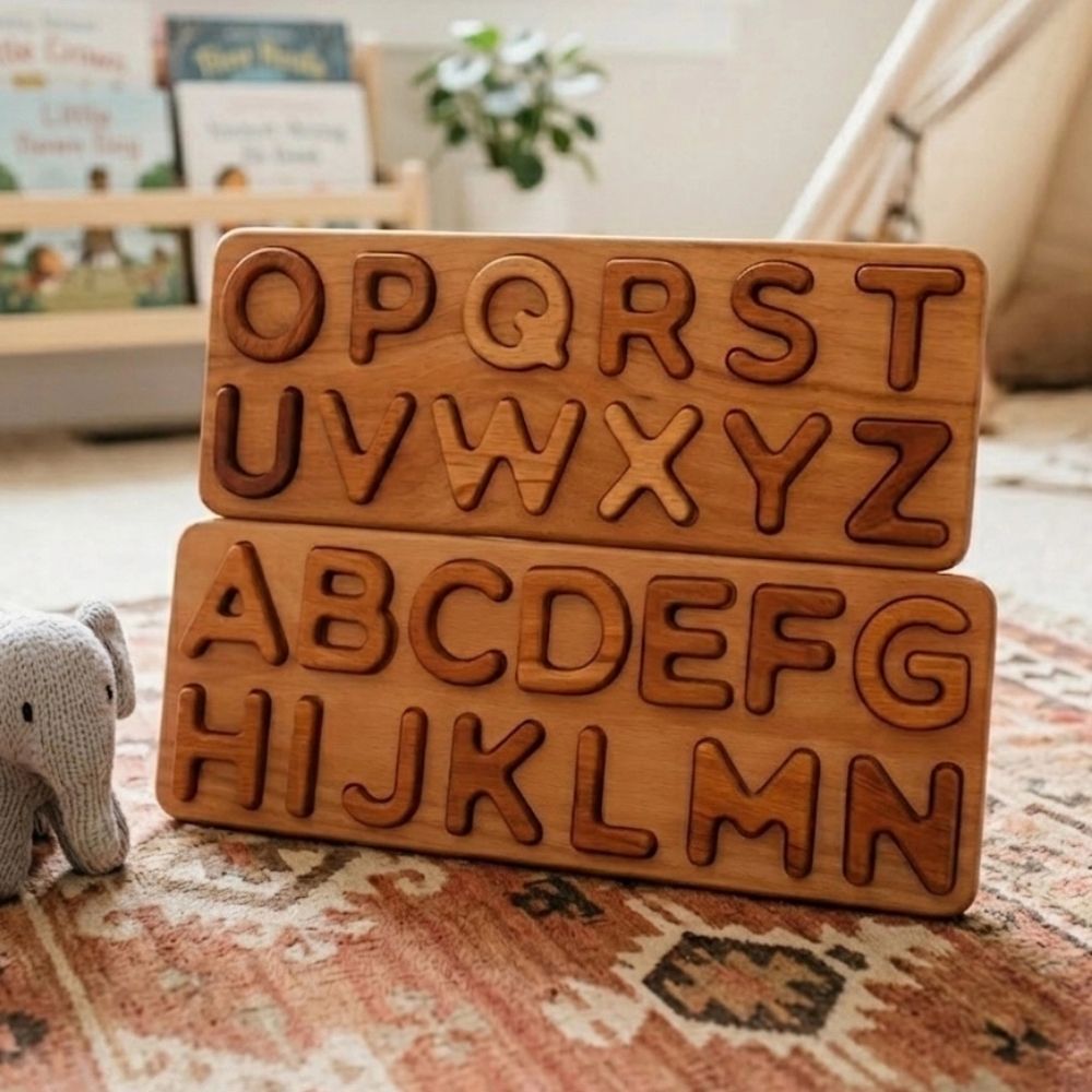 Montessori ahşap alfabe bulmaca 28 parça çocuk oyuncağı - Kiddology