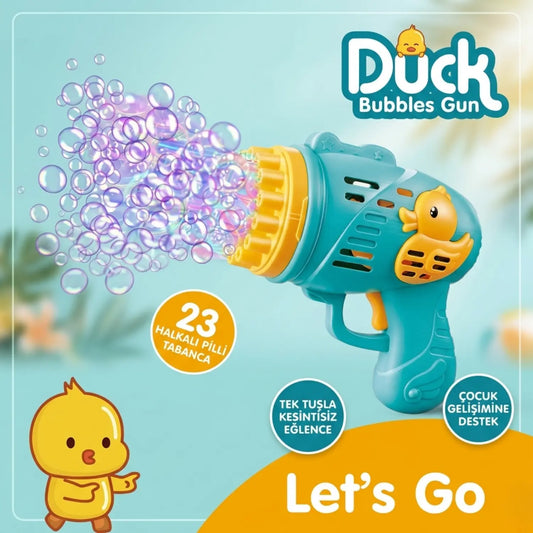 Kiddology Duck Pilli Köpük Tabancası | 23 Delikli Otomatik Bubble Gun Kiddology | Oyunun Akıllı Hâli