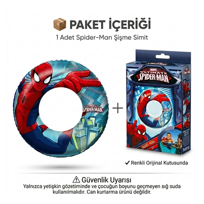 Renkli orijinal kutusunda 1 adet Spider-Man şişme deniz simidi paket içeriği Kiddology