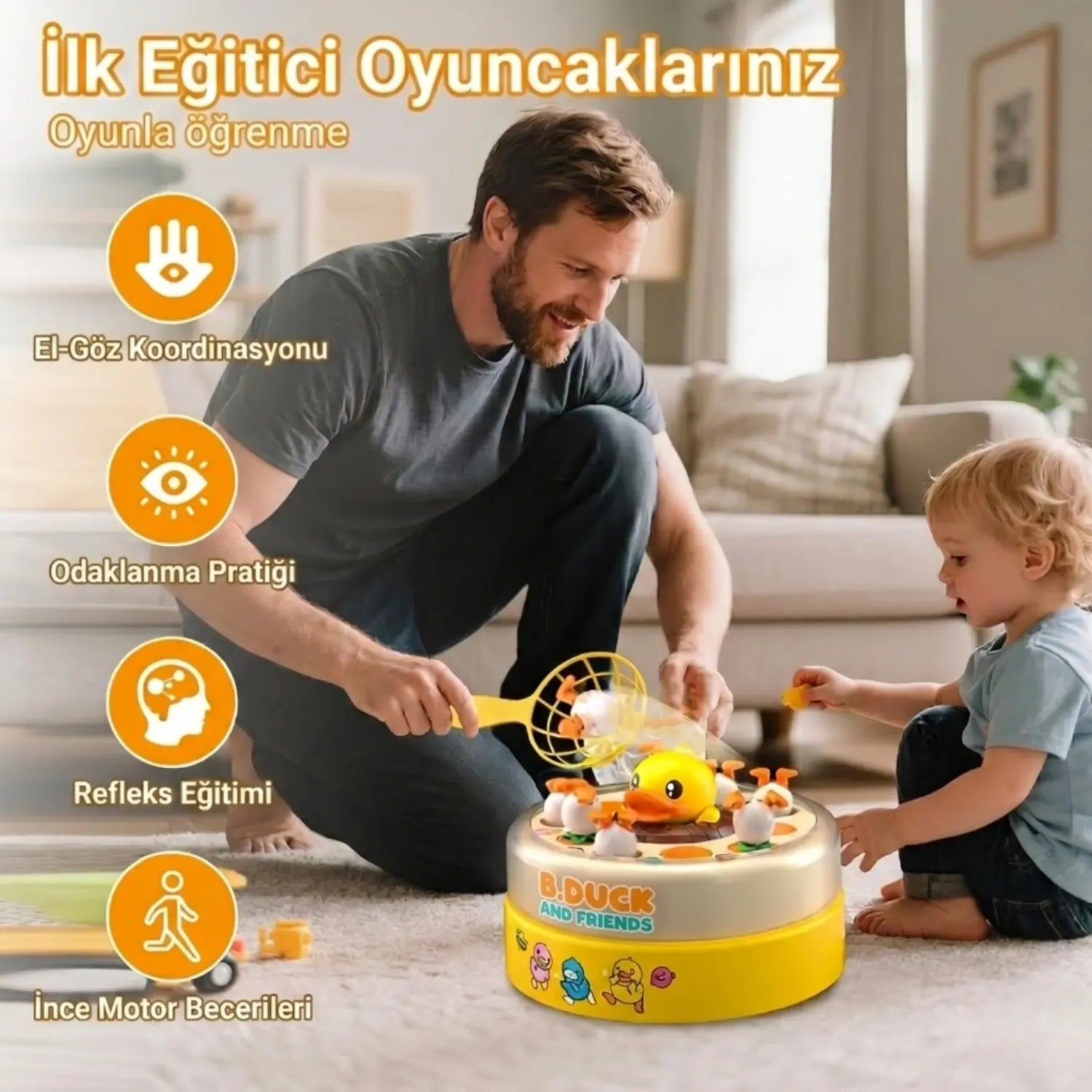 zıplayan ördek oyuncağı refleks geliştiren eğitici oyun